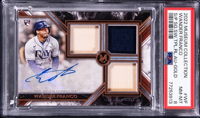 2022 Topps Museum Collection Wander Franco Signature Swatch Triple Relic Auto #WF card image