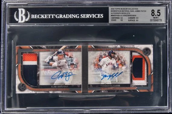 2022 Topps Museum Collection Yordan Alvarez/Alex Bregman Momentous Material Dual Jumbo Patch Autograph Booklets #MMDPA-BA card image