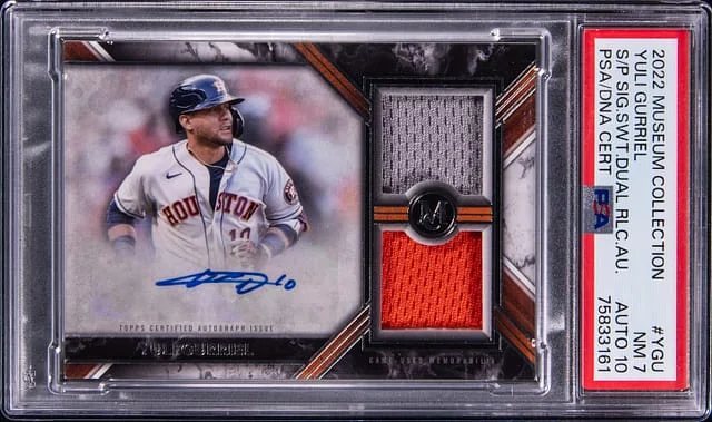 2022 Topps Museum Collection Yuli Gurriel Signature Swatches Dual Relic Autograph #YGU card image