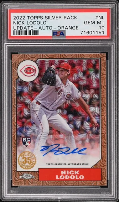 2022 Topps Nick Lodolo Silver Pack 1987 Chrome Promo Update-Autograph-Orange #TBTCA-NL card image