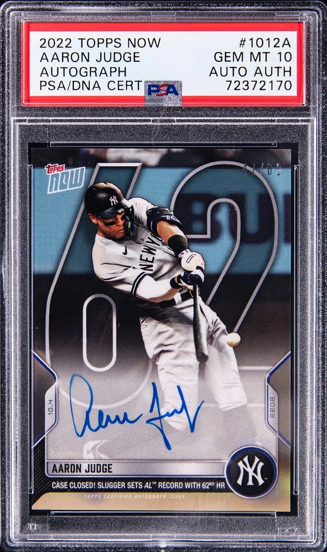2022 Topps Now Aaron Judge Autograph #1012A card image