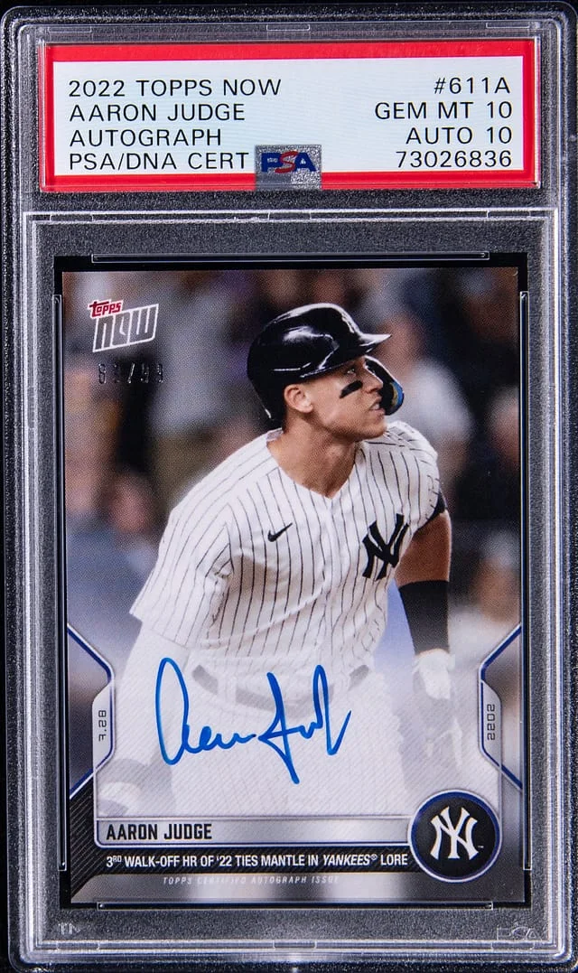 2022 Topps Now Aaron Judge Autograph #611A card image
