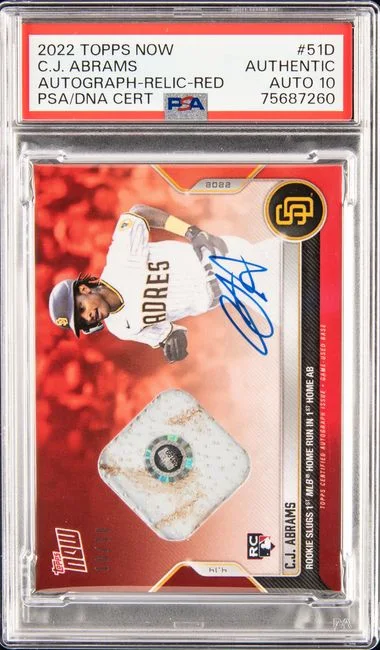 2022 Topps Now C.J. Abrams Game-Used Autograph-Relic-Red #51D card image