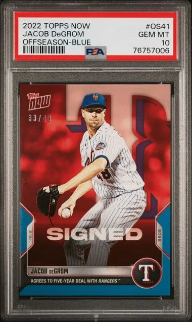 2022 Topps Now Jacob DeGrom Offseason Blue #OS-41 card image