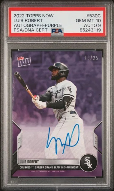 2022 Topps Now Luis Robert Autograph-Purple #530C card image