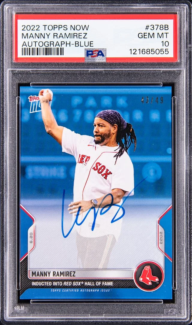 2022 Topps Now Manny Ramirez Autographs Blue #378B card image