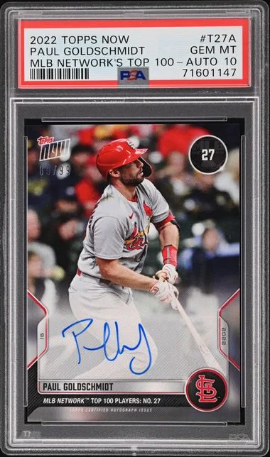 2022 Topps Now Paul Goldschmidt MLB Network's Top 100 Autograph #T-27A card image