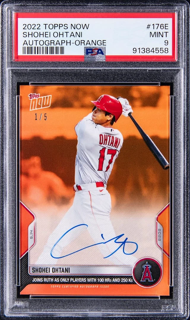 2022 Topps Now Shohei Ohtani Autographs Orange #176E card image