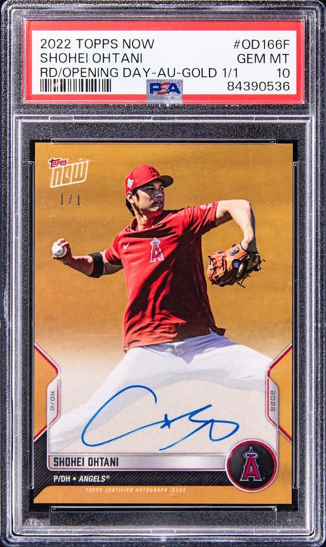 2022 Topps Now Shohei Ohtani Road to Opening Day Autograph Gold #OD166F card image