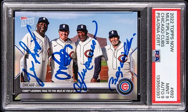 2022 Topps Now Smith/Sandberg/Dawson/Williams Multi-Signed Chicago Cubs #692 card image