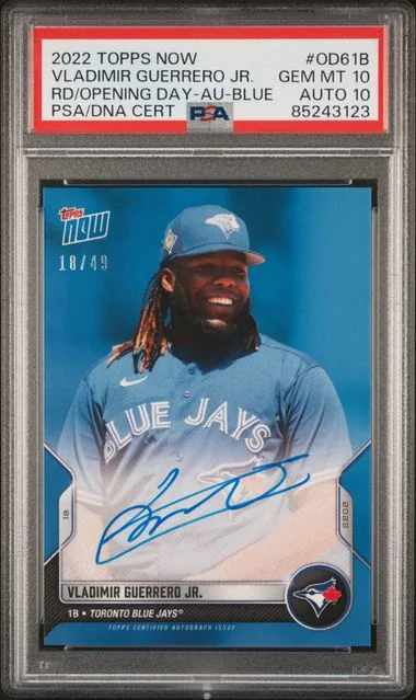 2022 Topps Now Vladimir Guerrero Jr. Road To Opening Day Autograph-Blue #Od61B card image