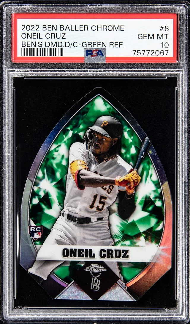 2022 Topps Oneil Cruz Ben Baller Chrome Ben's Diamond Die-Cuts Green Refractor #8 card image