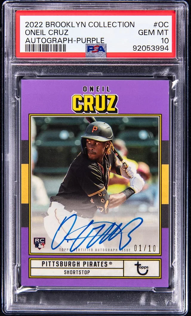 2022 Topps Oneil Cruz Brooklyn Collection Autograph Purple #AC-OC card image
