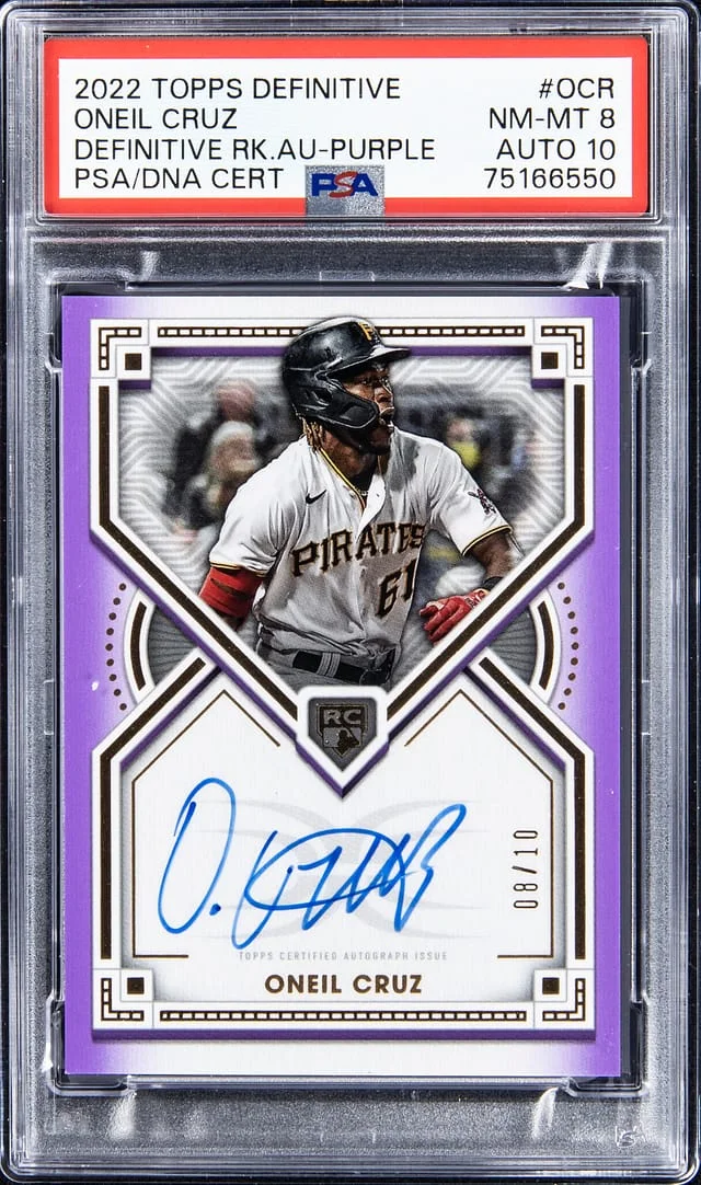 2022 Topps Oneil Cruz Definitive Autograph Purple #OCR card image
