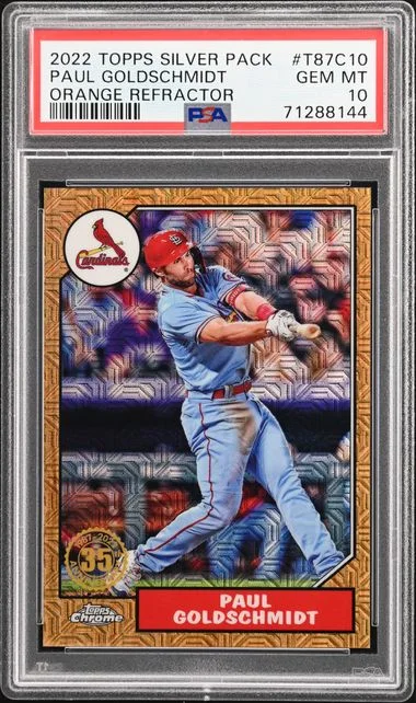 2022 Topps Paul Goldschmidt Silver Pack 1987 Chrome Promo Orange Refractor #T87C10 card image