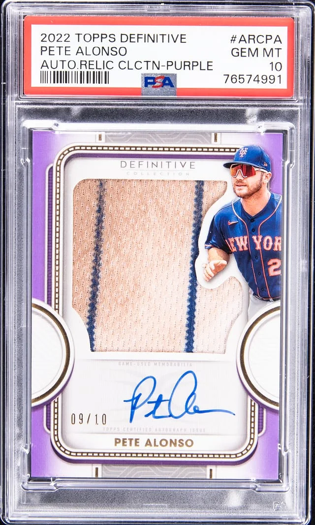 2022 Topps Pete Alonso Definitive Autograph Relic Collection Purple #ARC-PA card image