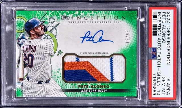 2022 Topps Pete Alonso Inception Inception Autograph Patch - Green #IAPPA card image
