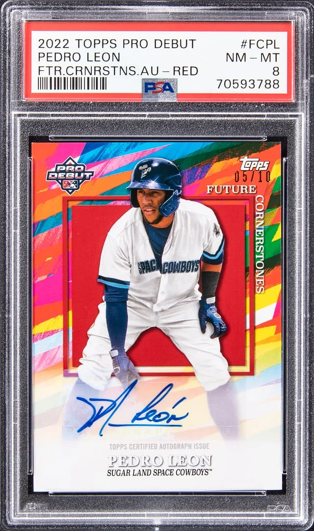 2022 Topps Pro Debut Pedro Leon Future Cornerstones Autograph Red #FC-PL card image