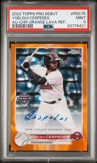 2022 Topps Pro Debut Yoelqui Cespedes Autograph-Chrome-Orange Lava Refractor #PDC-75 card image