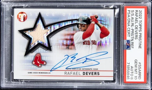 2022 Topps Rafael Devers Pristine Slice of a Star Autograph Relic Pristine Refractor #SSARRD card image