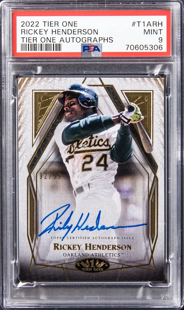 2022 Topps Rickey Henderson Tier One Autograph #TIA-RH card image