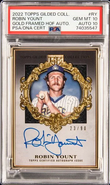 2022 Topps Robin Yount Gilded Collection Gold Framed Hall Of Famers Autographs #HAFA-RY card image