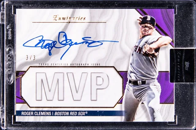 2022 Topps Roger Clemens Luminaries Masters of the Mound Purple #MOM-RCL card image