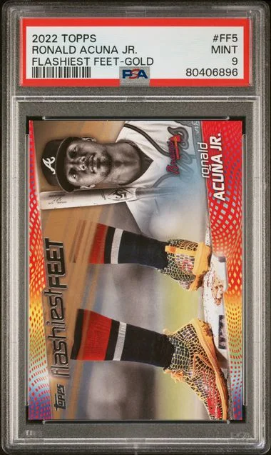2022 Topps Ronald Acuna Jr. Flashiest Feet Gold #FF-5 card image
