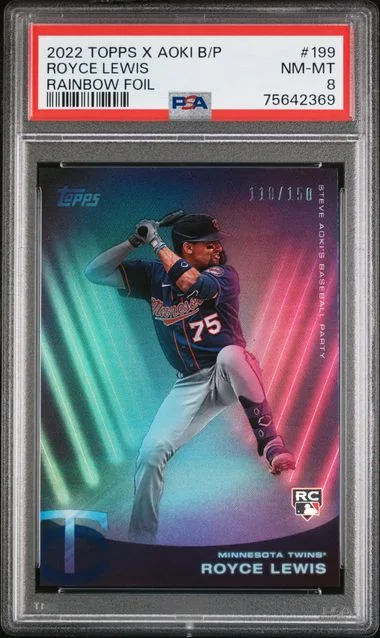 2022 Topps Royce Lewis X Steve Aoki Baseball Party Rainbow Foil #199 card image