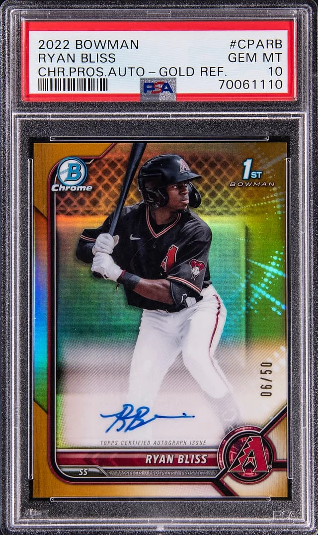 2022 Topps Ryan Bliss Bowman Chrome Prospect Autographs Gold Refractor #CAPA-RB card image