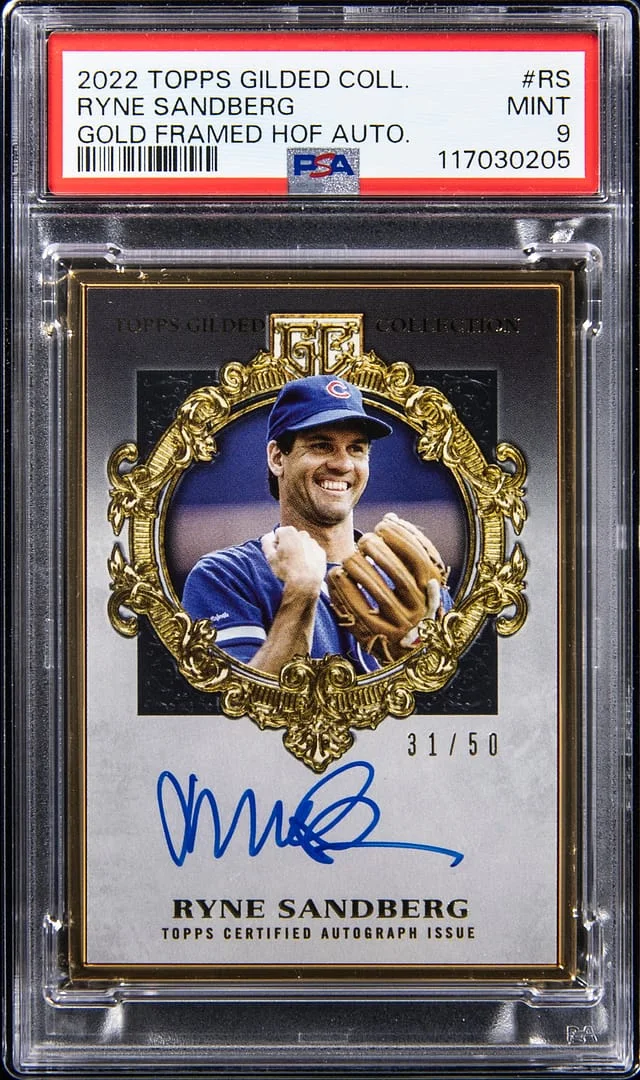 2022 Topps Ryne Sandberg Gilded Collection Gold Framed HOF Autograph #HAFA-RS card image