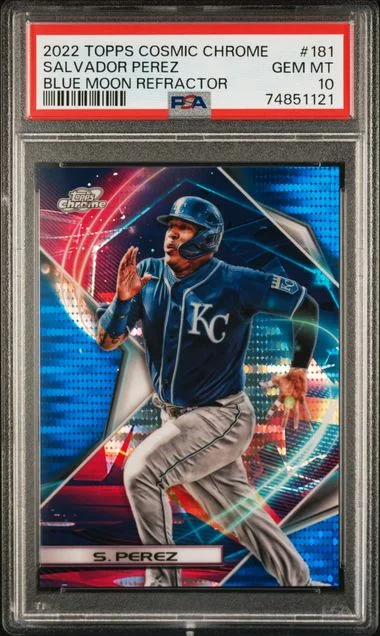 2022 Topps Salvador Perez Cosmic Chrome Blue Moon Refractor #181 card image