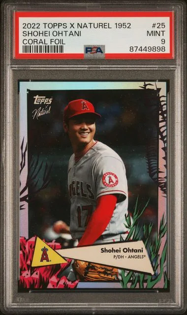 2022 Topps Shohei Ohtani X Naturel 1952 Coral Foil #25 card image