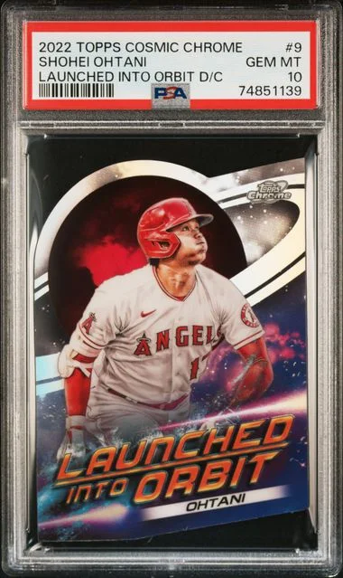 2022 Topps Shohei Ohtani Cosmic Chrome Launched Into Orbit Die-Cut #9 card image