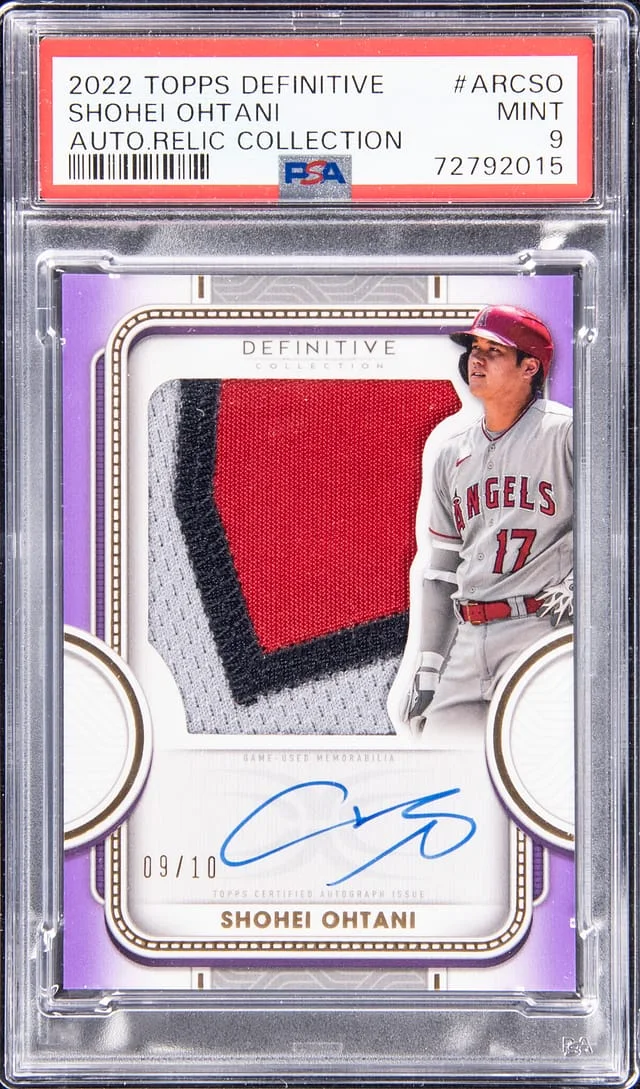 2022 Topps Shohei Ohtani Definitive Autographed Relic Collection Green #ARCSO card image