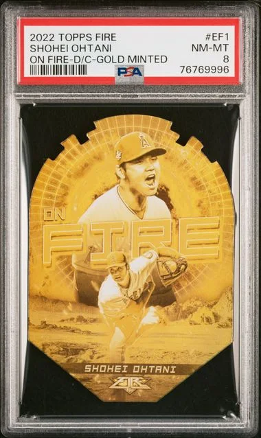 2022 Topps Shohei Ohtani Fire On Fire Die-Cut-Gold Minted #EF-1 card image