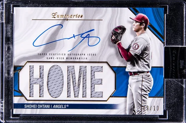 2022 Topps Shohei Ohtani Luminaries Masters of The Mound Autographed Relic Blue #MOMAR-SO card image