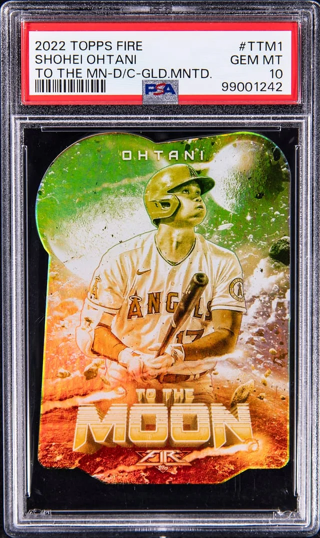 2022 Topps Shohei Ohtani Fire To The Moon Die-Cut Gold Minted #TTM1 card image