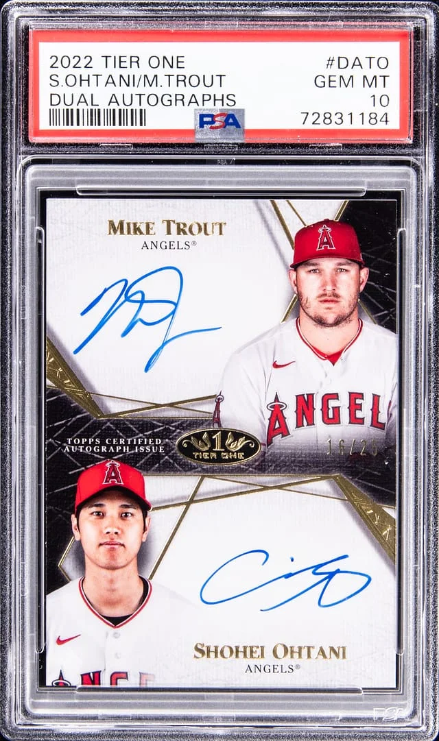 2022 Topps Shohei Ohtani/Mike Trout Dual Tier One Dual Autographs #DA-TO card image