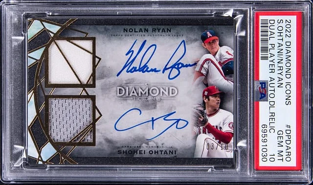2022 Topps Shohei Ohtani/Nolan Ryan Diamond Icons Dual Player Autographed Dual Relics #DPDA-RO card image