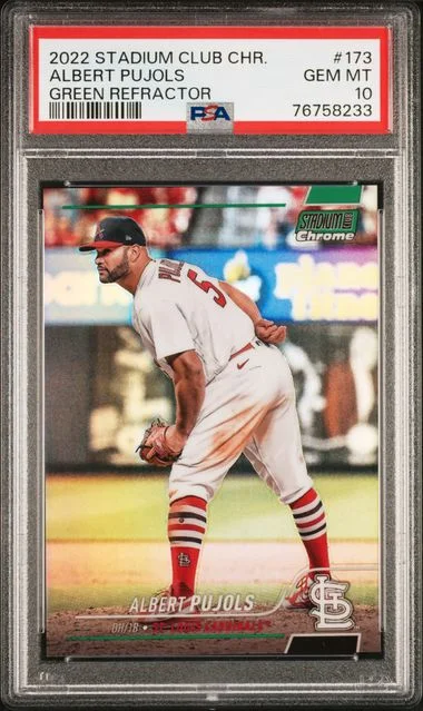 2022 Topps Stadium Club Albert Pujols Green Refractor #173 card image