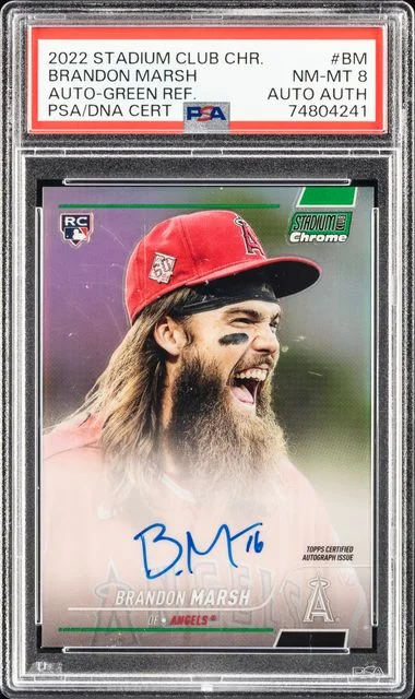 2022 Topps Stadium Club Brandon Marsh Autographs Green Refractor #BM card image