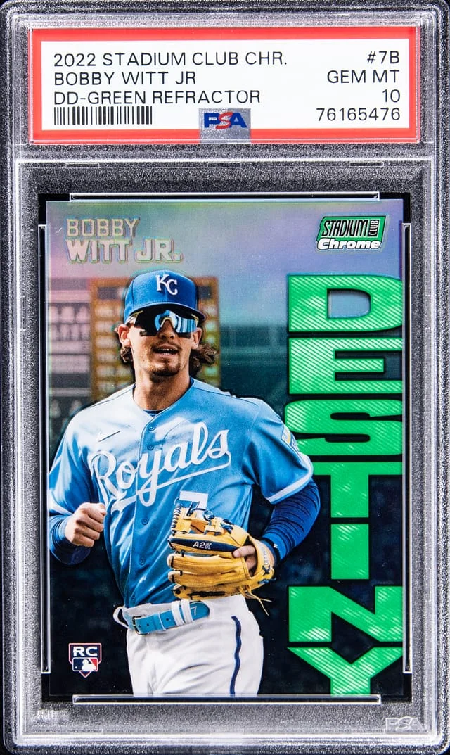 2022 Topps Stadium Club Chrome Bobby Witt Jr. Destiny Green Refractor #7B card image