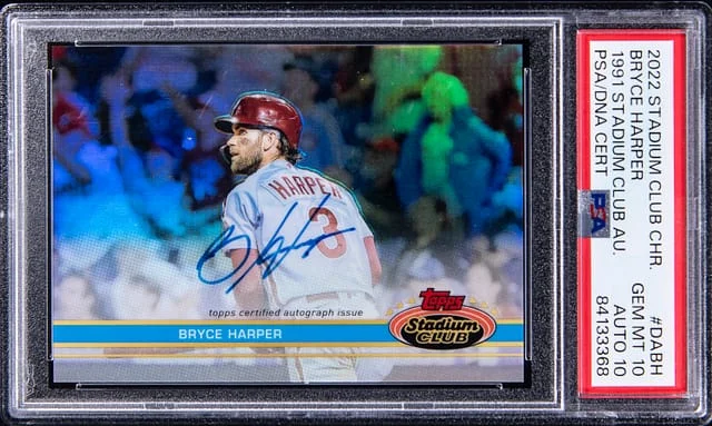 2022 Topps Stadium Club Chrome Bryce Harper 91 Stadium Club Autograph #DA-BH card image