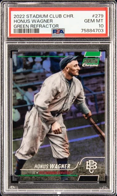 2022 Topps Stadium Club Chrome Honus Wagner Green Refractor #279 card image