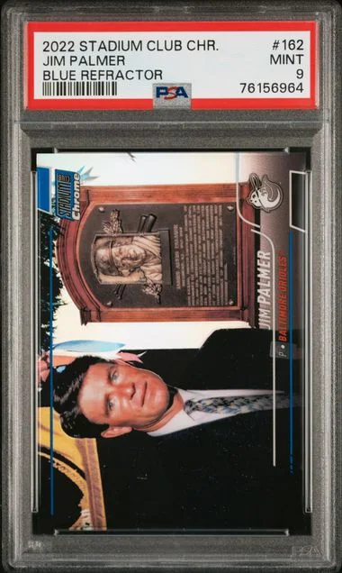 2022 Topps Stadium Club Chrome Jim Palmer Blue Refractor #162 card image