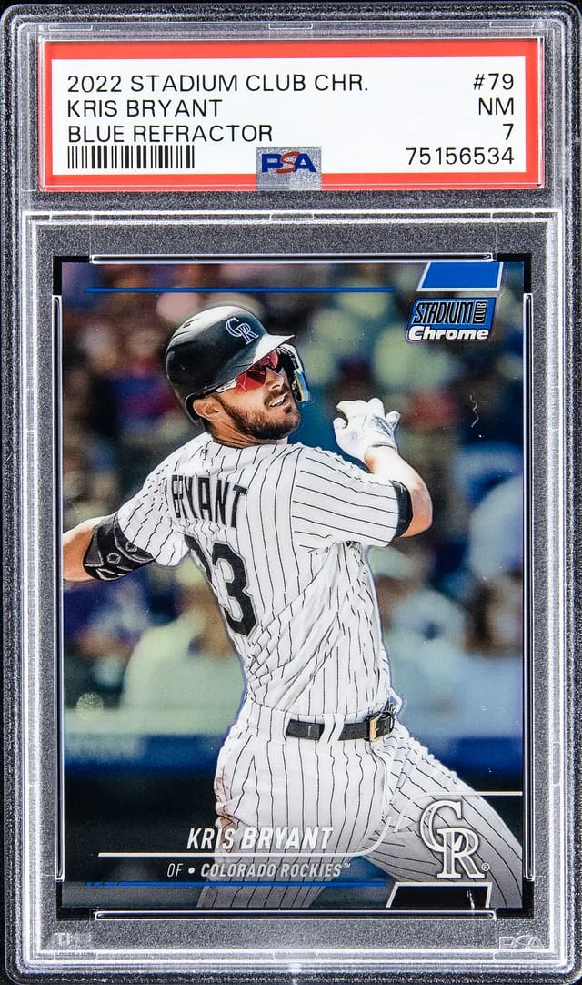 2022 Topps Stadium Club Chrome Kris Bryant Blue Refractor #79 card image
