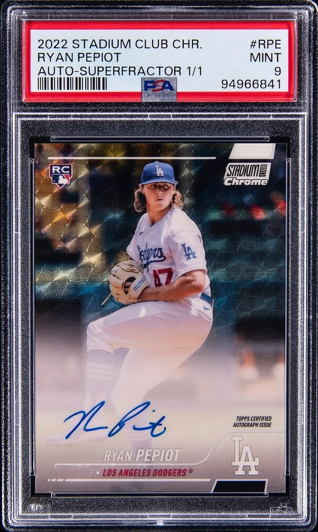 2022 Topps Stadium Club Chrome Ryan Pepiot Autograph SuperFractor #SSCUA-RPE card image