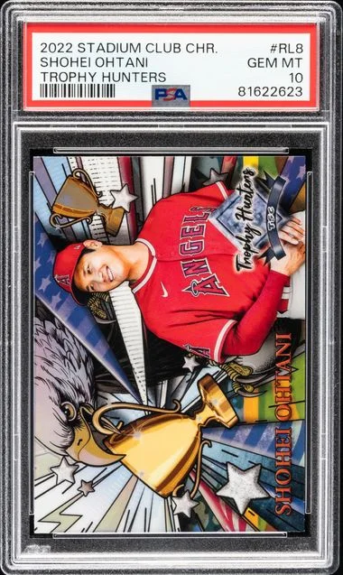 2022 Topps Stadium Club Chrome Shohei Ohtani Trophy Hunters Wave Refractor #RL8 card image