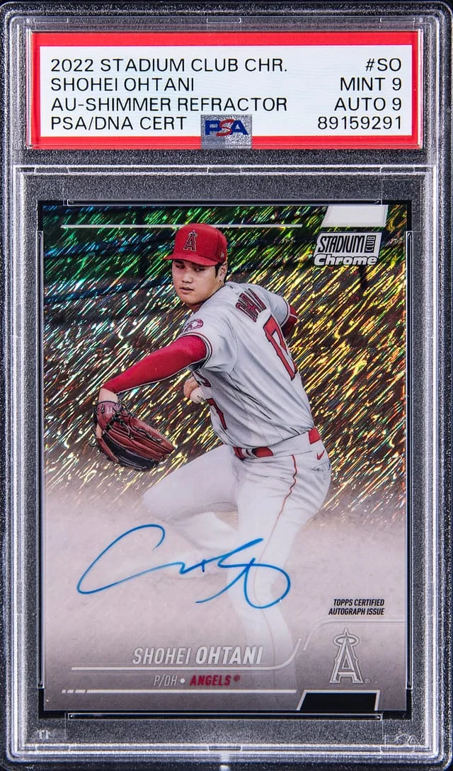 2022 Topps Stadium Club Chrome Shohei Ohtani Autograph-Shimmer Refractor #SO card image